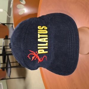Pilatus 5-Panel Corduroy Embroidered Logo Strap-on Hat Cap OSFM Rare